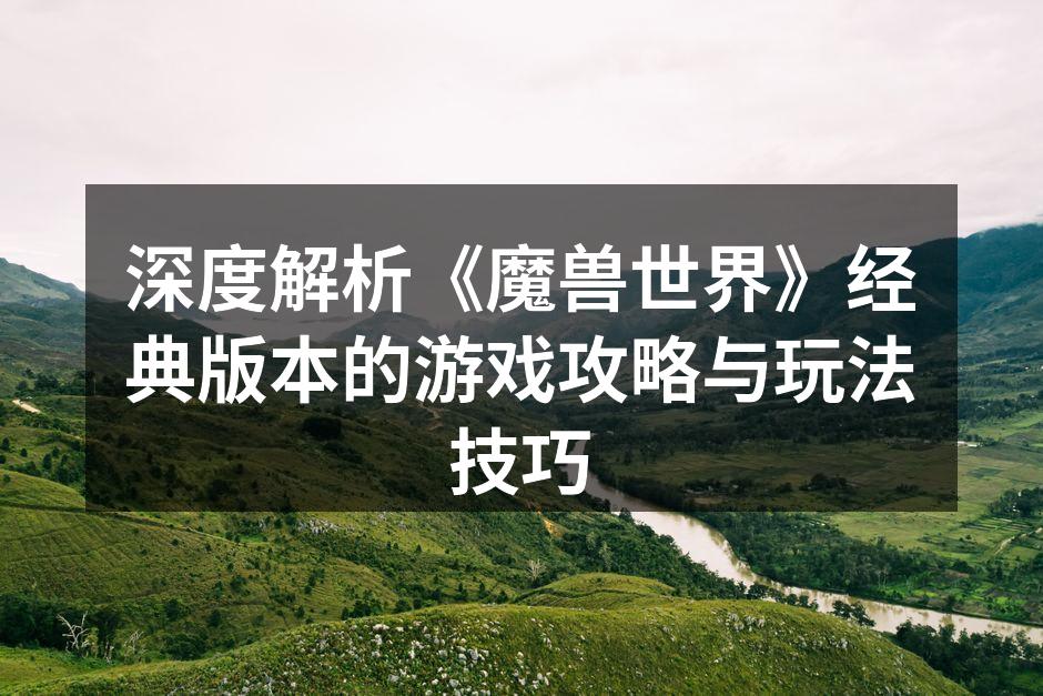 战士职业在副本中的关键角色